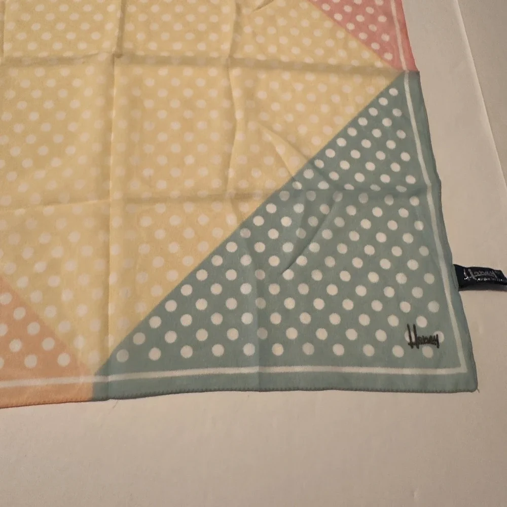 Honey Pastel Colorblock Polka Dot Square Scarf Made in Italy Blue Yellow Y2K Vtg